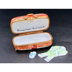 Authentic Limoges France Peint Main Mens Night Suit Trinket Box Pajamas